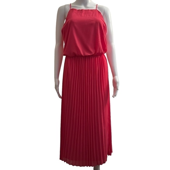 Sam Edelman Women's Size 2 Pleated Maxi Sleeveless Pretty Pink Chiffon Dress NEW - Picture 3 of 16